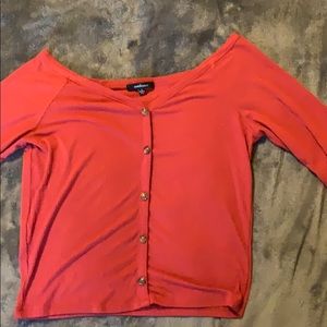 A long sleeve off the shoulder